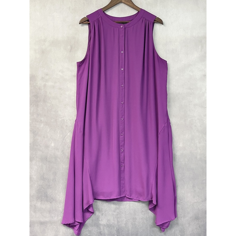 Lane Bryant Womens Dress 18/20 Purple Handkerchief Hem Flowy Asymmetrical Artsy